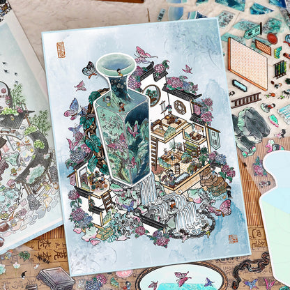 Antique Restoration 3D Sticker | 2 Cute Miniature Scenes