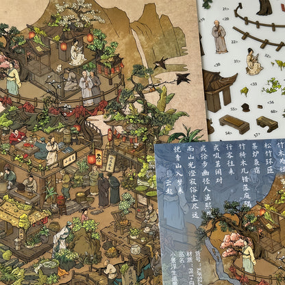 Ancient Taverns and Tea Houses 3D Sticker | 2 Cute Miniature Scenes