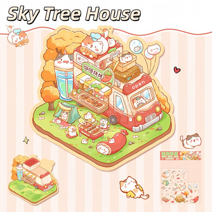 Cozy Little Scenes 3D Sticker | 4 Cute Miniature Scenes