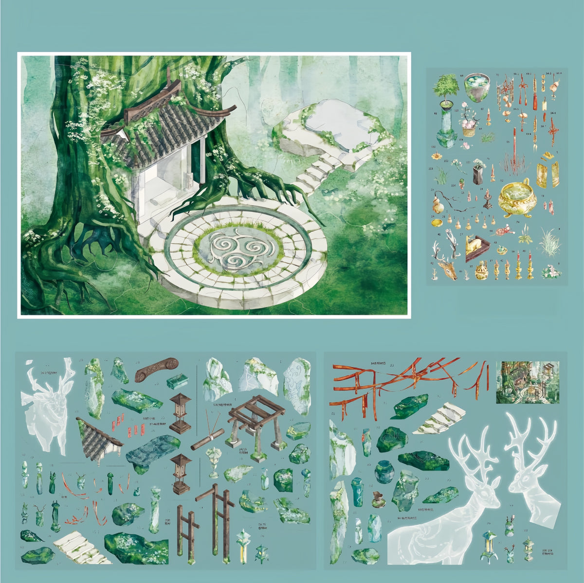 Scenic Corners 3D Sticker | 4 Cute Miniature Scenes