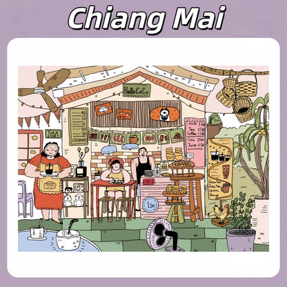 Awei‘s Travel Diary 3D Sticker | 4 Cute Miniature Scenes