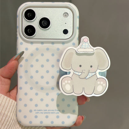 Polka Dot Baby Elephant Magnetic Stand Acrylic Phone Case