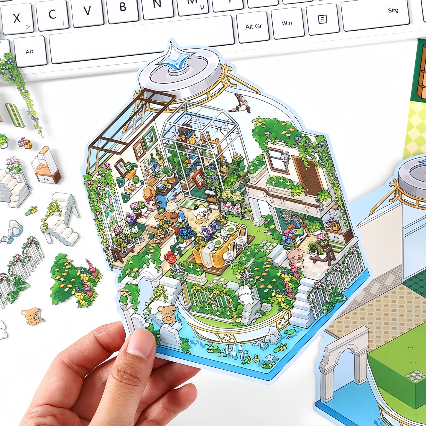Simulation Management 3D Sticker | 4 Cute Miniature Scenes