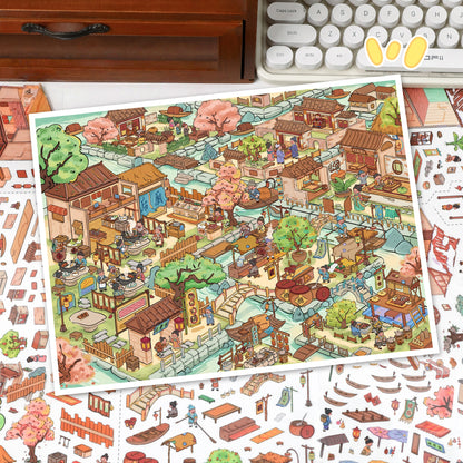 Fenghe Village 3D Sticker | 2 Cute Miniature Scenes