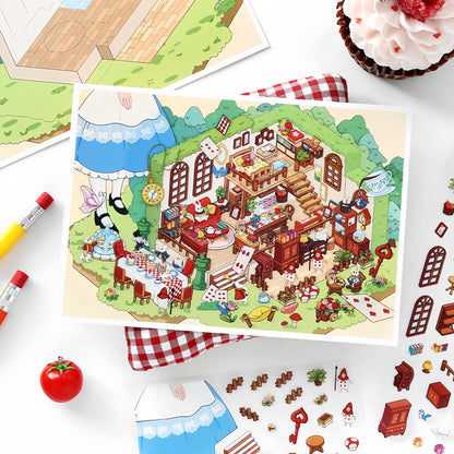 Whimsical Rooms 3D Sticker | 4 Cute Miniature Scenes