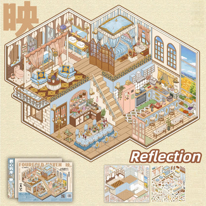 Fourfold Haven 3D Sticker | 4 Cute Miniature Scenes