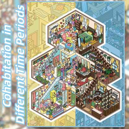 Fantasy Apartments 3D Sticker | 4 Cute Miniature Scenes