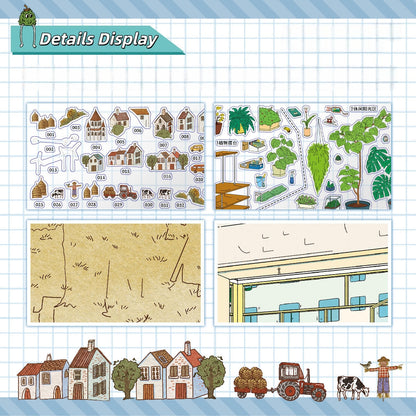 Gold & Green 3D Sticker | 2 Cute Miniature Scenes