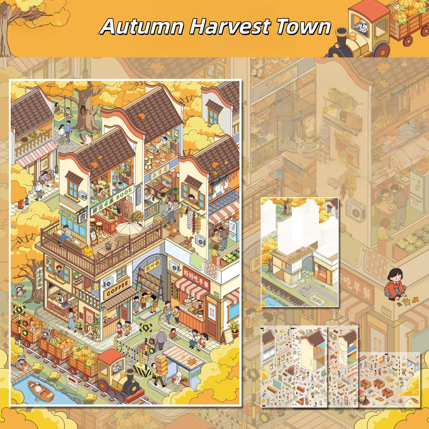Cozy World 3D Sticker | 4 Cute Miniature Scenes