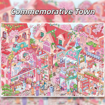Town Street View 3D Sticker | 4 Cute Miniature Scenes