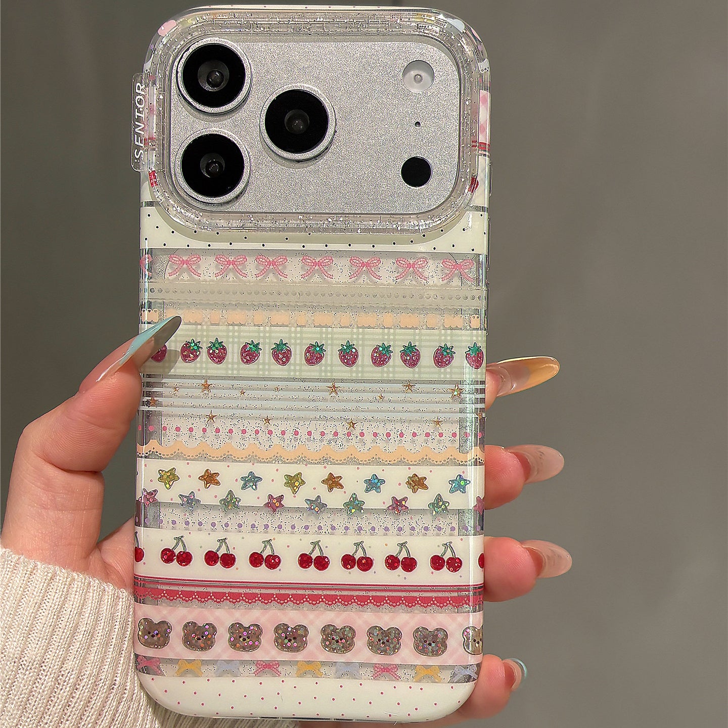 Gilt Strawberry Cherry Star Acrylic Phone Case