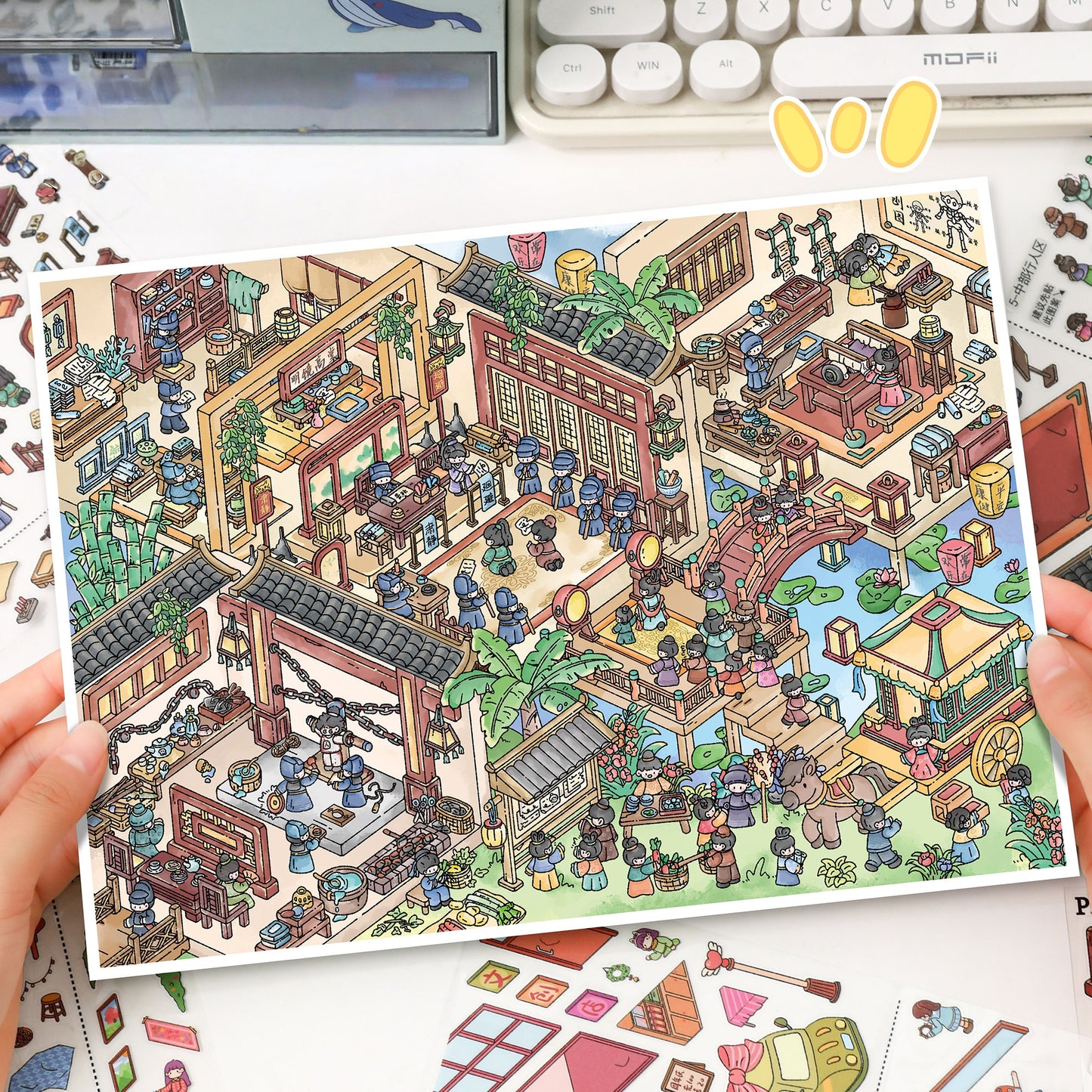 Market & Mystery 3D Sticker | 2 Cute Miniature Scenes