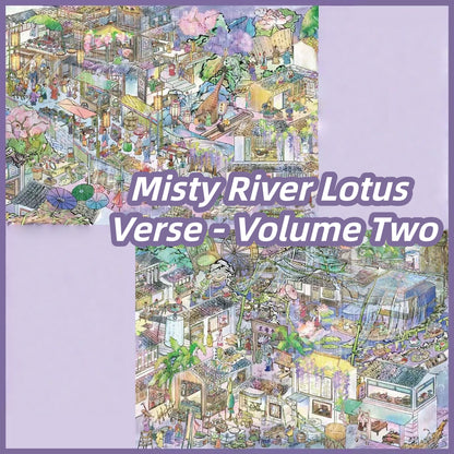 Misty River Lotus Verse 3D Sticker | 2 Cute Miniature Scenes