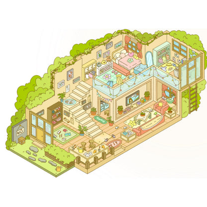 Cozy Rooms 3D Sticker | 5 Cute Miniature Scenes