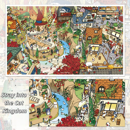 The Cat's Whisper in the Mist 3D Sticker | 2 Cute Miniature Scenes