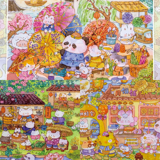 Animal Town 3D Sticker | 3 Cute Miniature Scenes