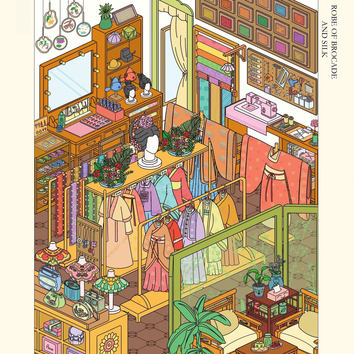 Ancient Chinese Room 3D Sticker | 4 Cute Miniature Scenes