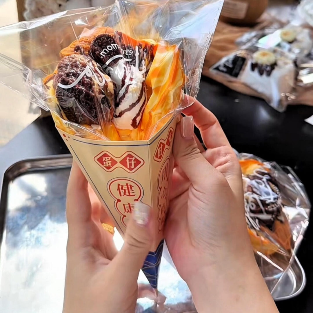 Chocolate Ice Cream Egg Waffle Squishy