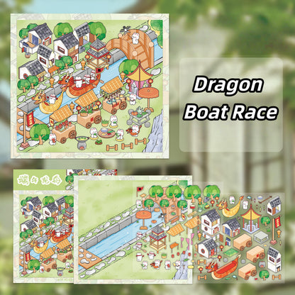 Monopoly Adventure 3D Sticker | 4 Cute Miniature Scenes