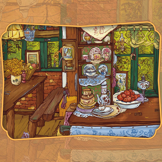 Oil Painting Series 3D Sticker | 4 Cute Miniature Scenes