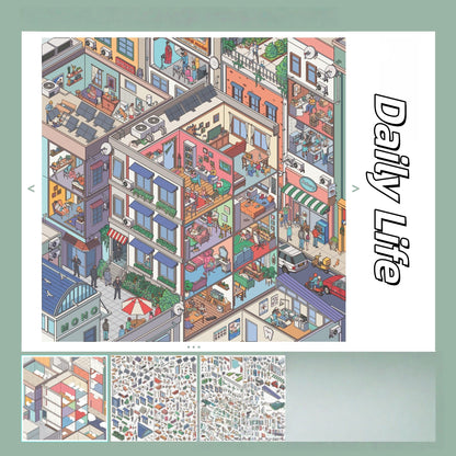 Metropolis 3D Sticker | 4 Cute Miniature Scenes