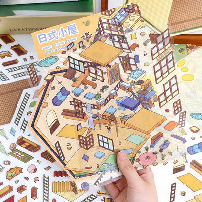 Cozy Cabin 3D Sticker | 2 Cute Miniature Scenes