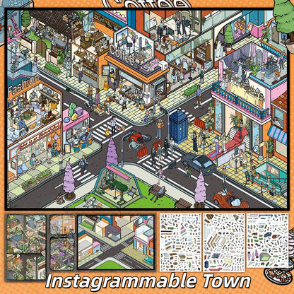 Famous Town 3D Sticker | 2 Cute Miniature Scenes