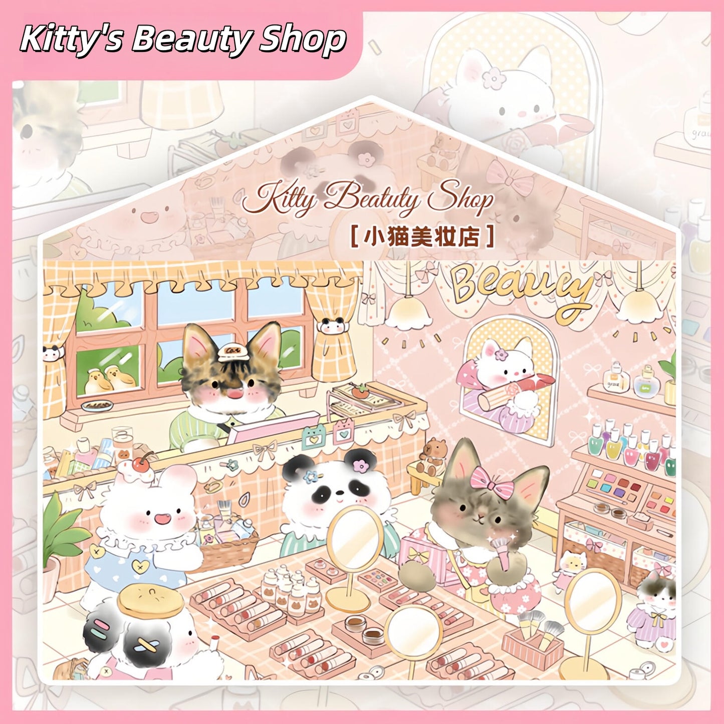 Cat's Shop 3D Sticker | 4 Cute Miniature Scenes