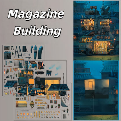 Mechanic Truck Shops 3D Sticker | 5 Cute Miniature Scenes