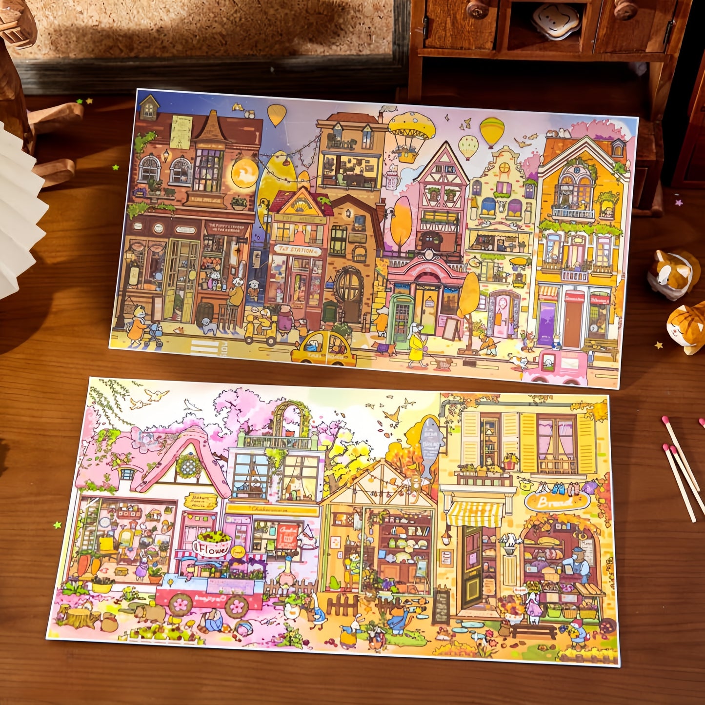Animal Town 3D Sticker | 2 Cute Miniature Scenes