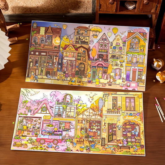 Animal Town 3D Sticker | 2 Cute Miniature Scenes