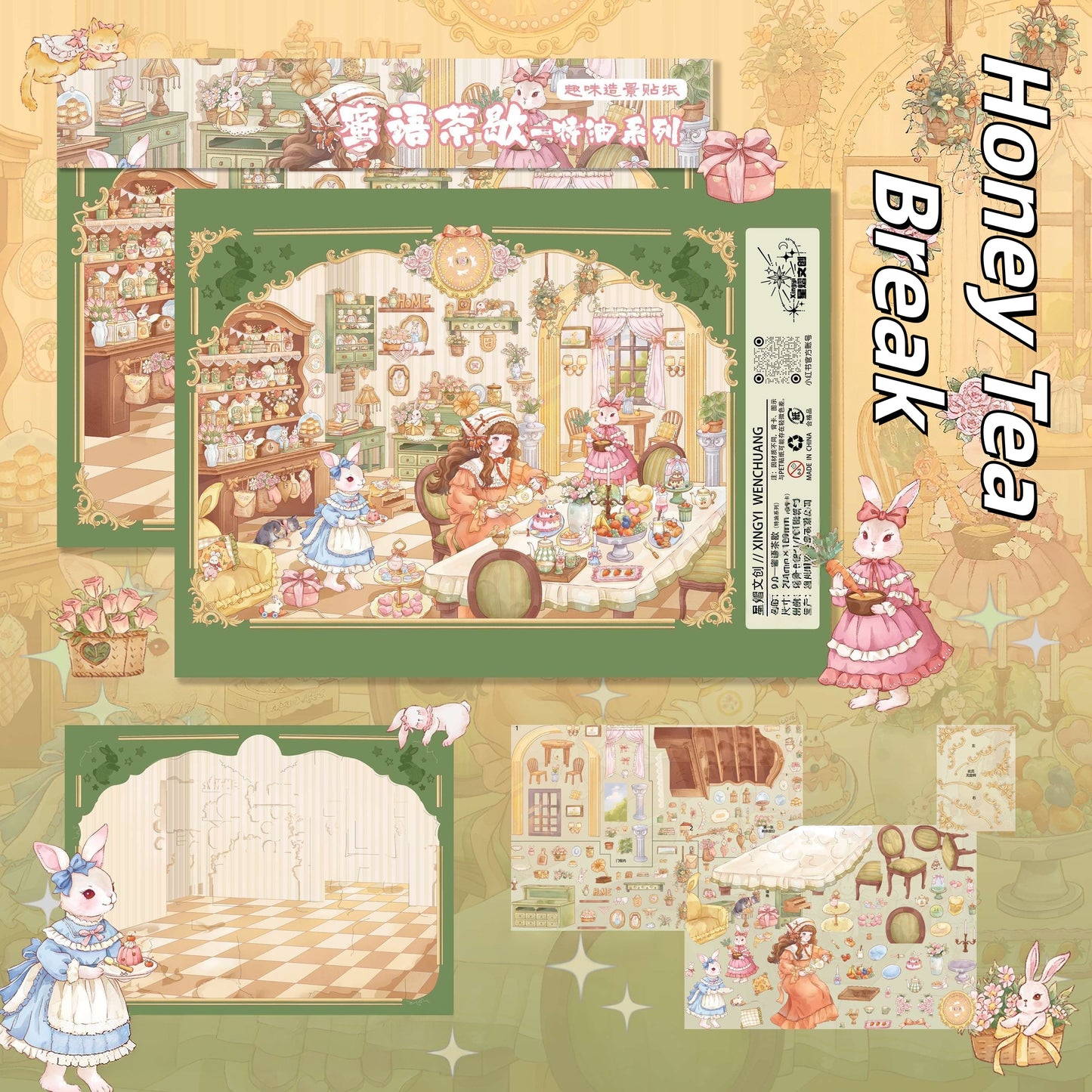 A Sip of Comfort 3D Sticker | 4 Cute Miniature Scenes