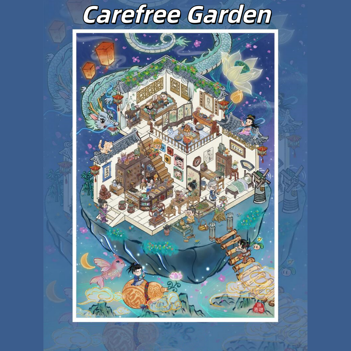 Ancient Chinese Retreats 3D Sticker | 4 Cute Miniature Scenes