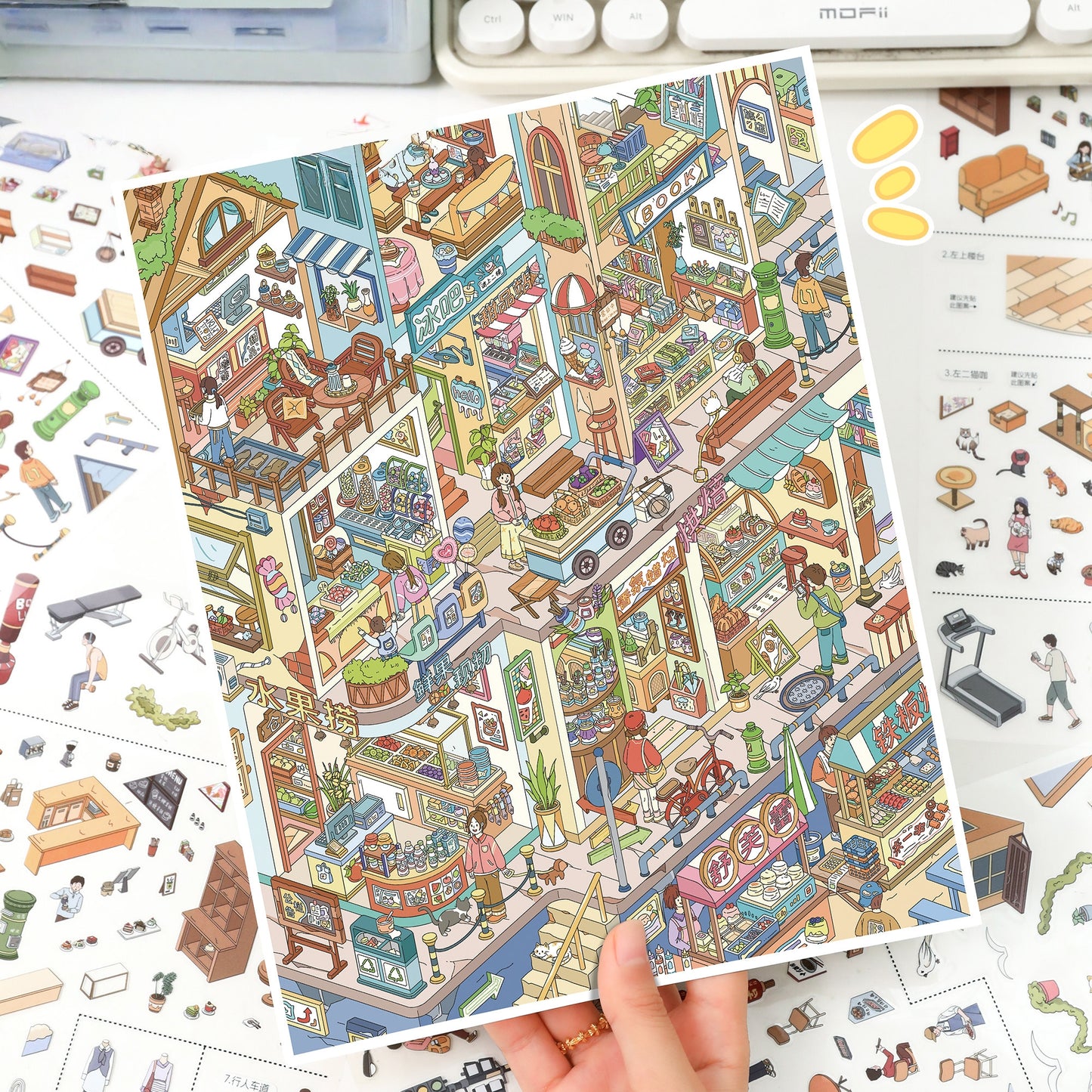 Street Scenes 3D Sticker | 2 Cute Miniature Scenes