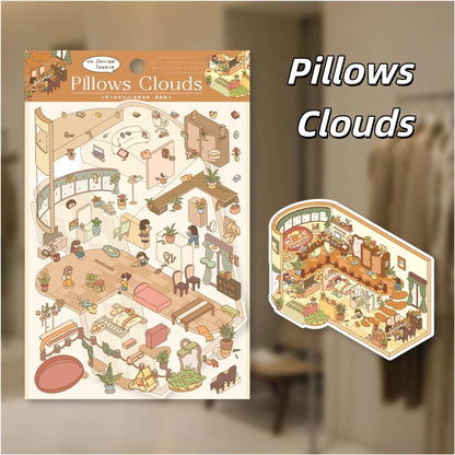 Cottages in the Forest 3D Sticker | 4 Cute Miniature Scenes