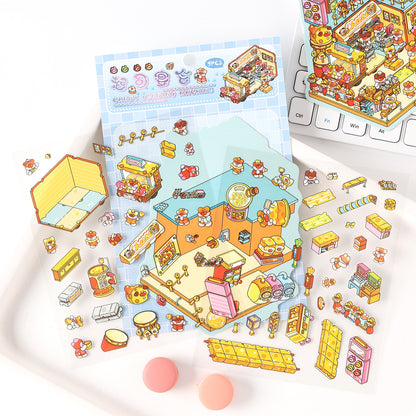 Sweet Shop 3D Sticker | 4 Cute Miniature Scenes