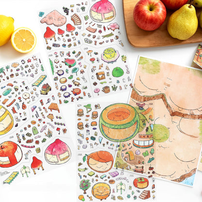 Rustic Villages 3D Sticker | 2 Cute Miniature Scenes