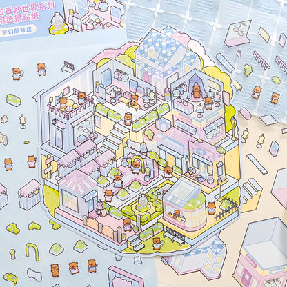 Capybara Shop 3D Sticker | 3 Cute Miniature Scene
