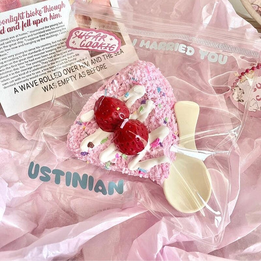 Pink Strawberry Rice Ball Squishy