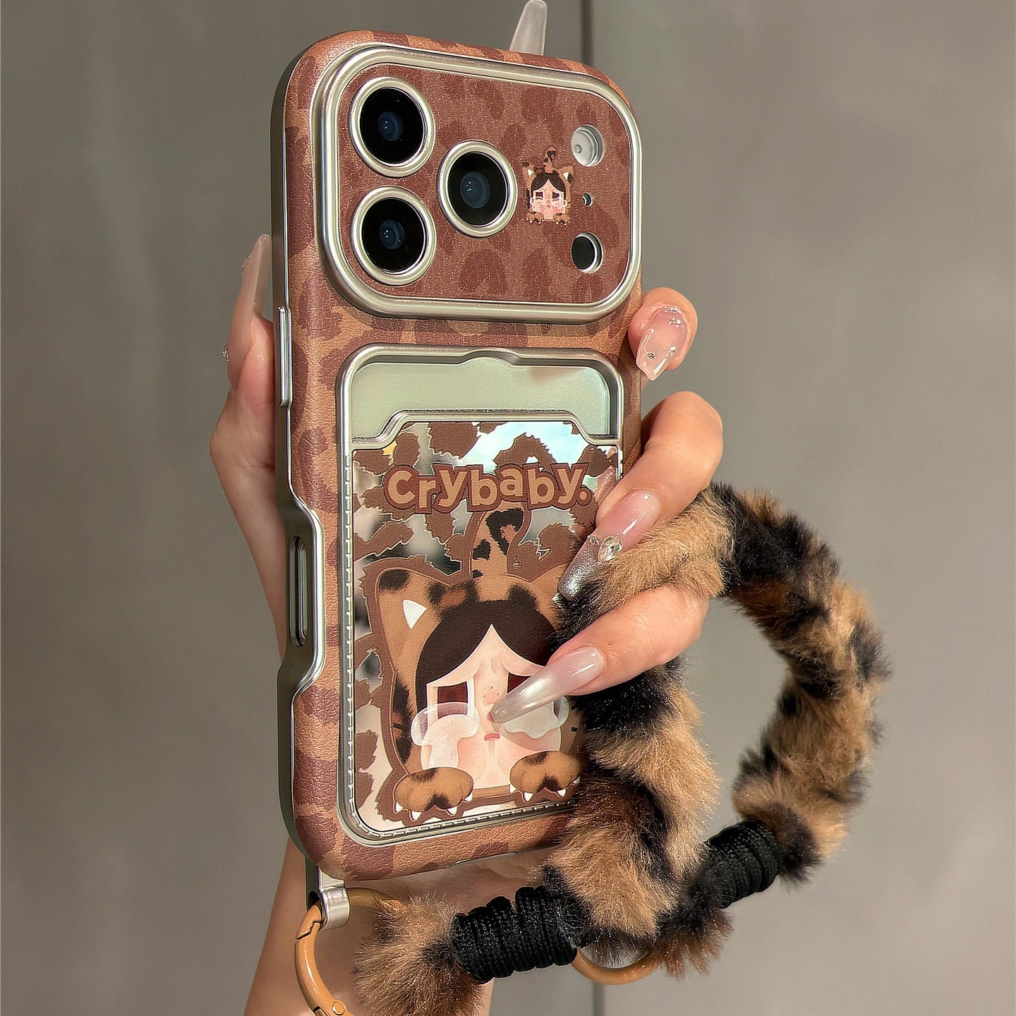Crying Baby Mirror Card Holder Acrylic Phone Case
