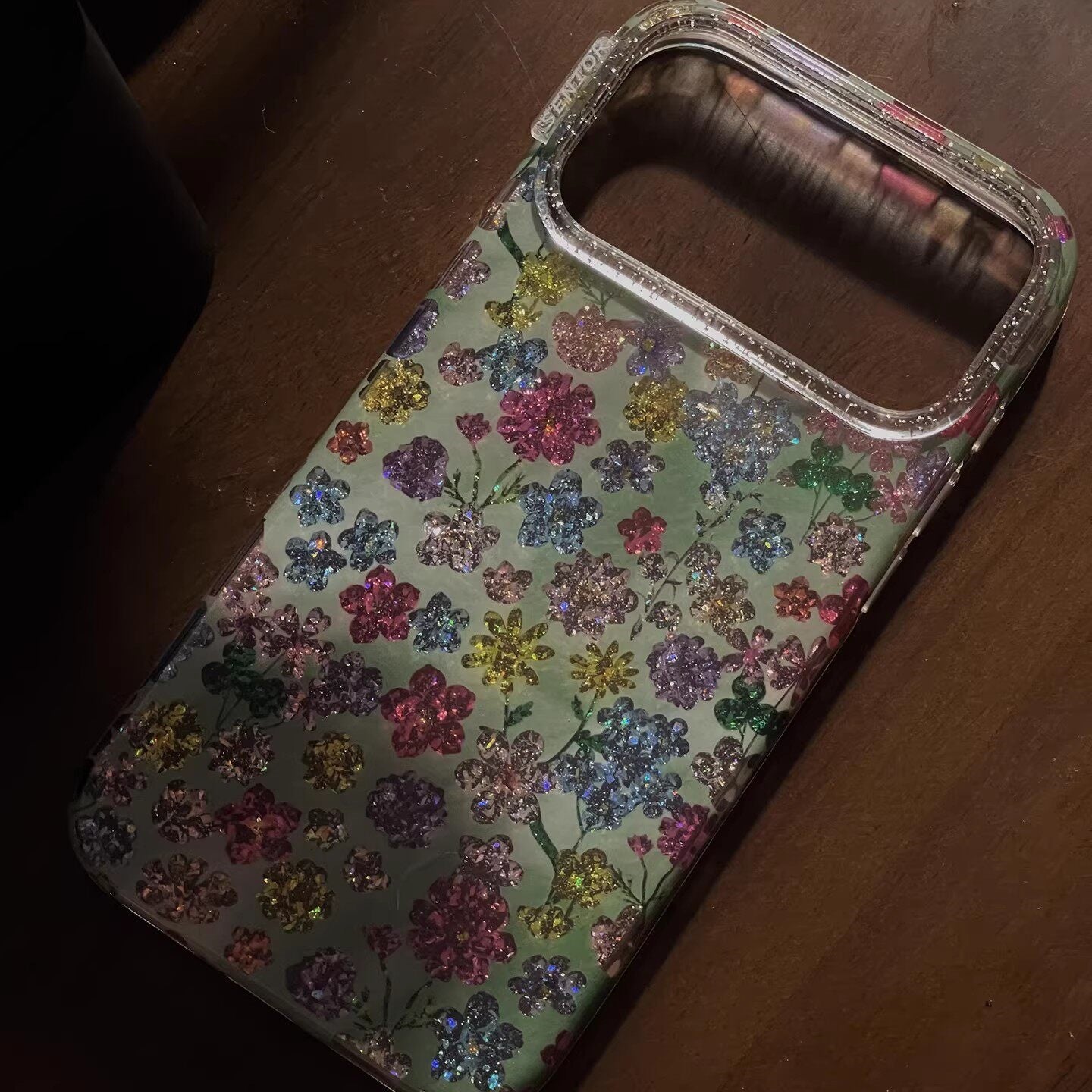 Glitter Gilt Flowers Acrylic Phone Case