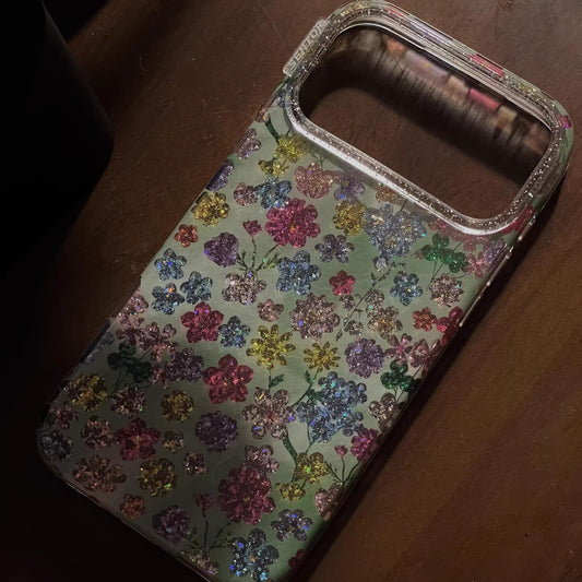 Glitter Gilt Flowers Acrylic Phone Case