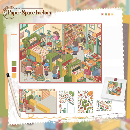 Working Daily Life 3D Sticker | 2 Cute Miniature Scenes