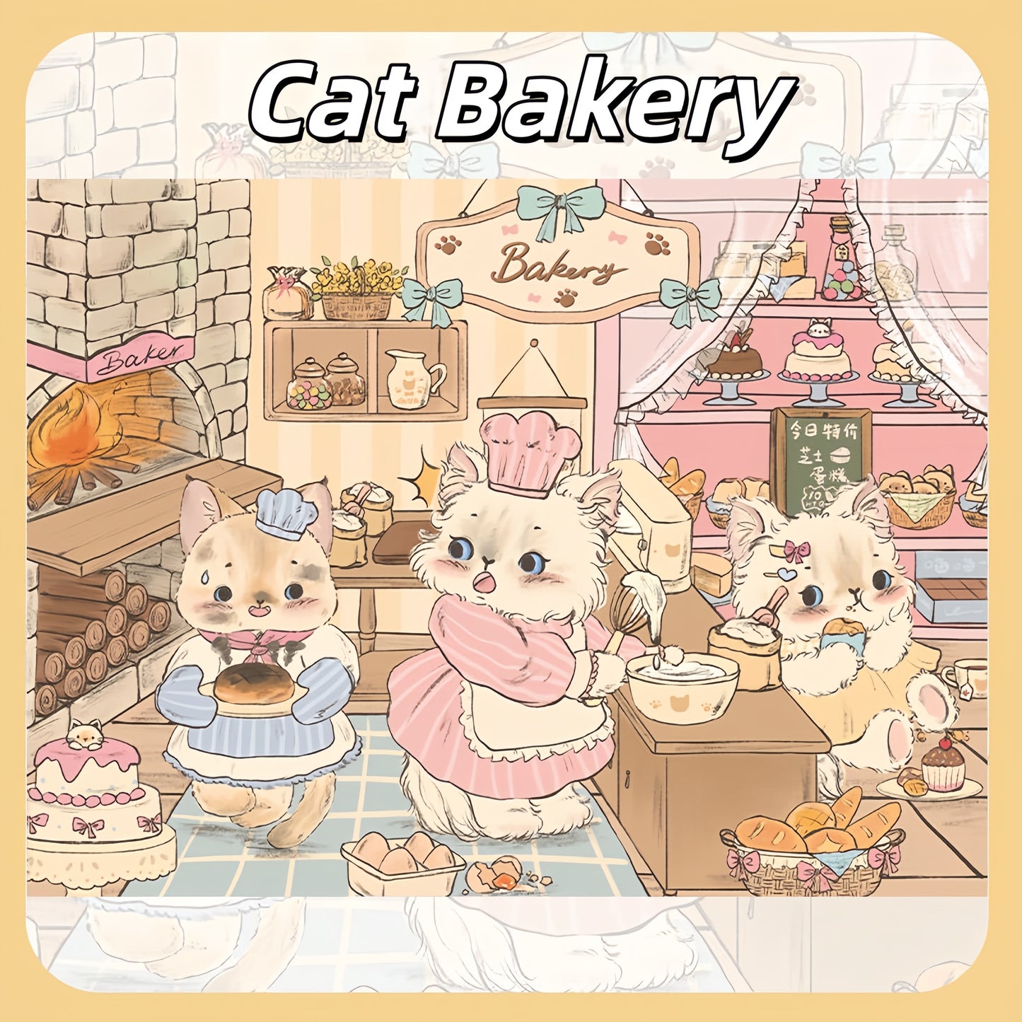 Cat's Shop 3D Sticker | 4 Cute Miniature Scenes