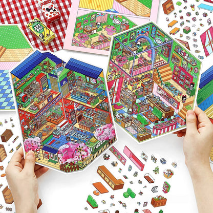 Life in Japan 3D Sticker | 4 Cute Miniature Scenes