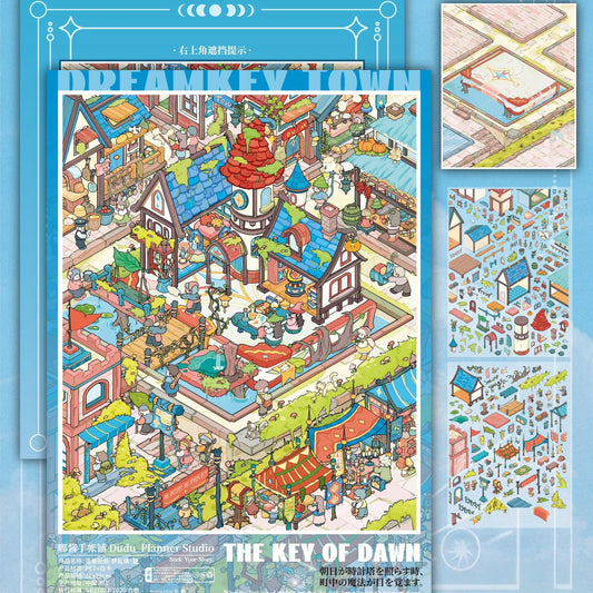 Key Town 3D Sticker | 2 Cute Miniature Scenes