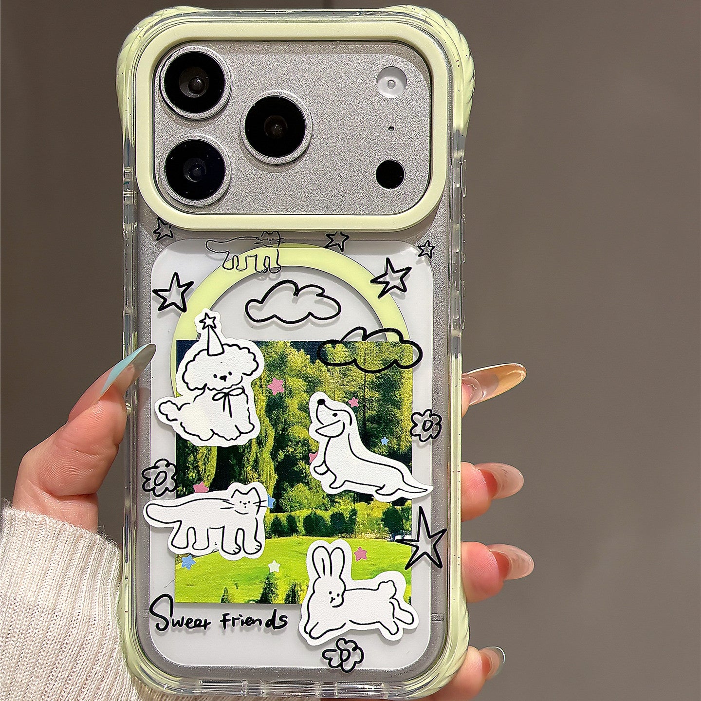Line Art Animal Landscape Illustration Acrylic Phone Case