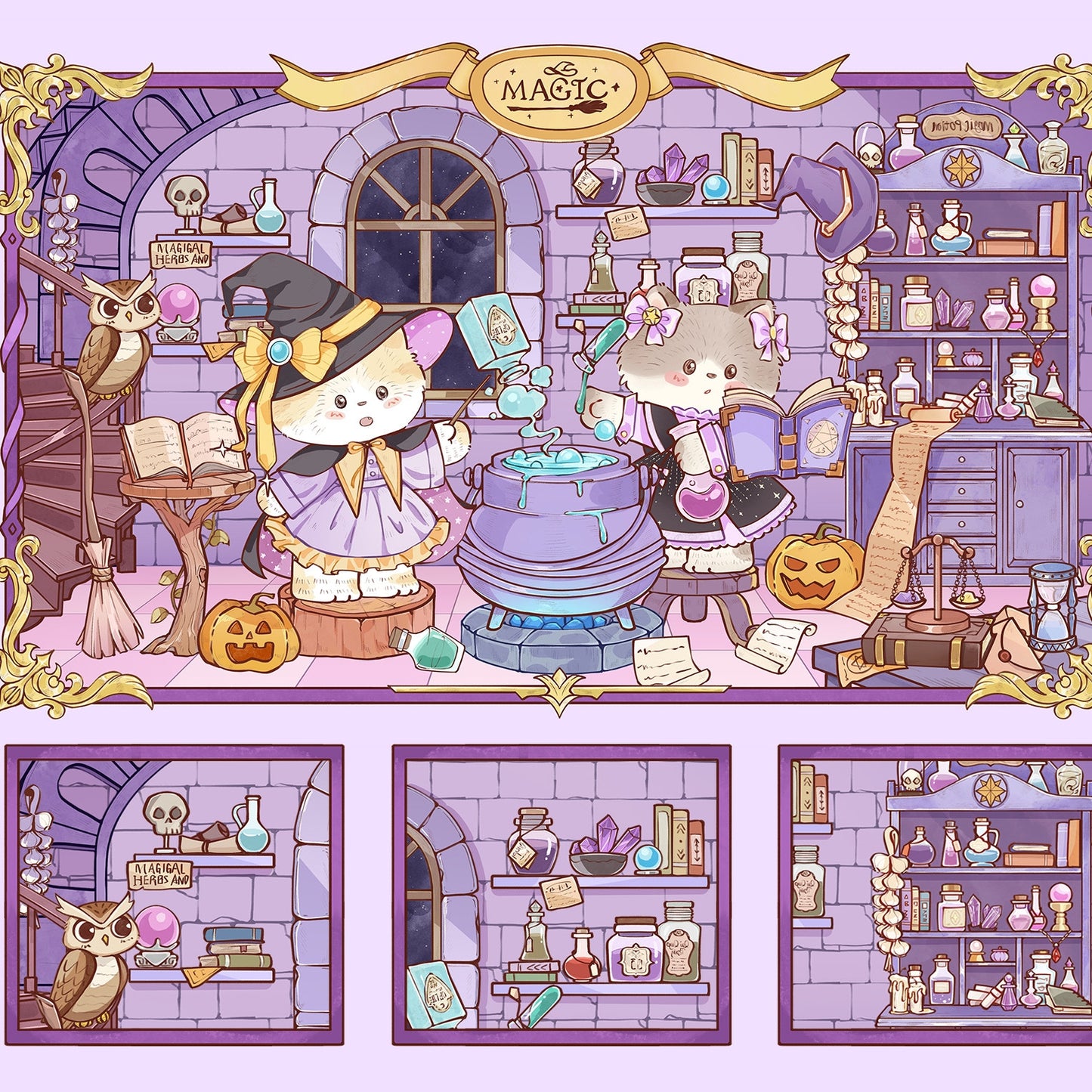 Cat’s World 3D Sticker | 4 Cute Miniature Scenes