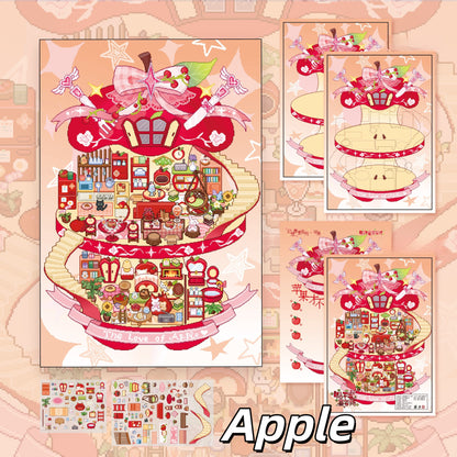 Dream House 3D Sticker | 4 Cute Miniature Scenes