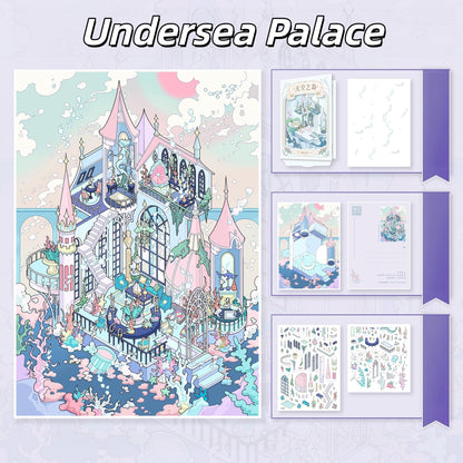 Western Fantasy Castle 3D Sticker | 4 Cute Miniature Scenes